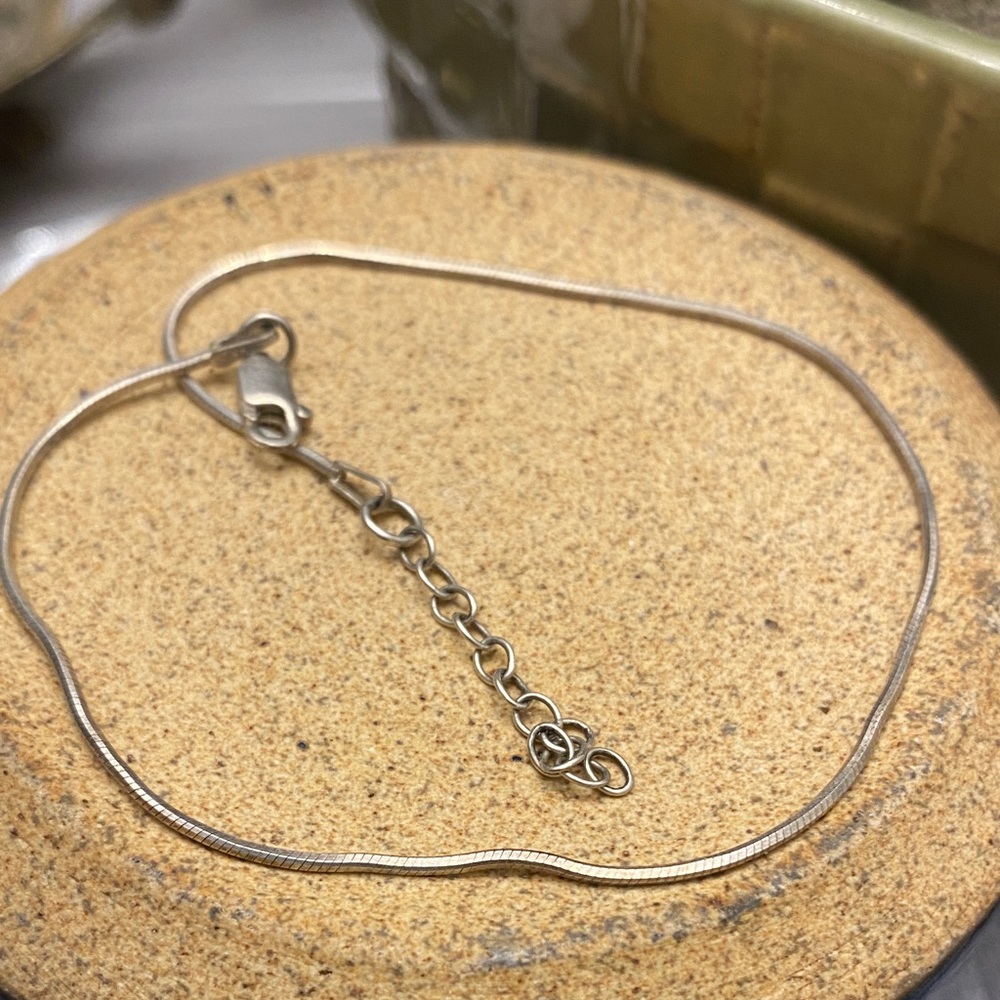 Delicate sterling Silver Snake Chain Anklet -9.5 “